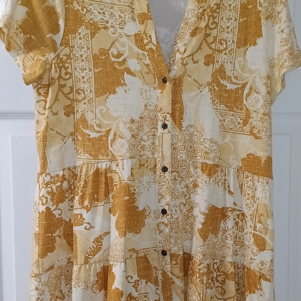 Yellow and White Button-Down Shirt